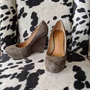 L.A.M.B. "Plum" Suede Wedges